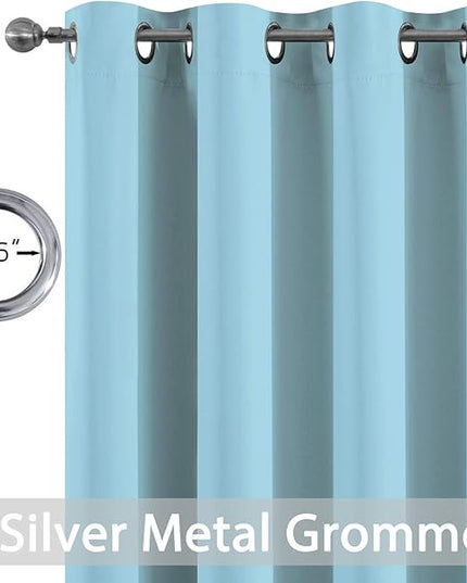 Yakamok Blackout Curtains for Bedroom,Grommet Thermal Insulated Room Darkening Curtains for Living Room, Set of 2 Panels (52 x 63Inch, Sky Blue)