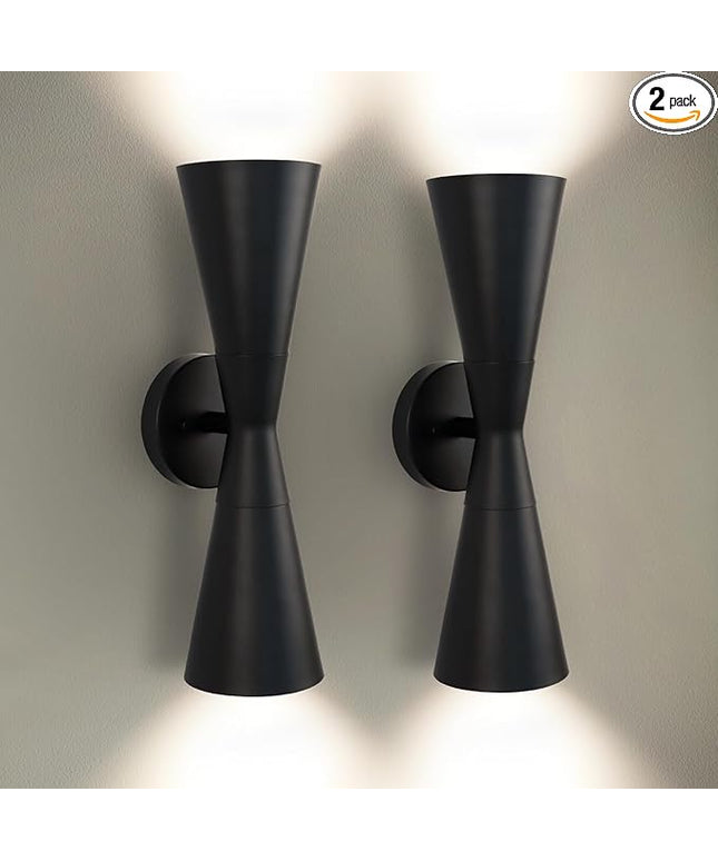 Wall Sconces Set of Two, Bathroom Sconces Lighting 15 inch Black Modern Sconces Wall Decor Set of 2 Indoor Wall Light Fixtures for Living Room Hallway Staircase Bedroom Hardwired