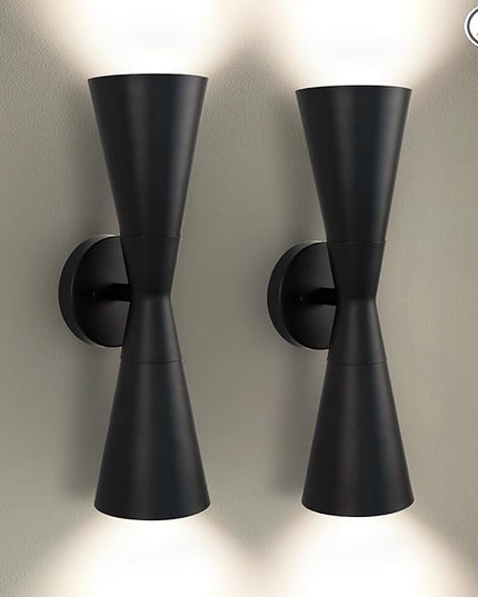 Modern Black Wall Sconces Set of 2, Up and Down Indoor Wall Sconces, Mid Century Indoor Wall Light Fixture, Hardwired Wall Mounted Lamp for Living Room, Bathroom, Bedroom, Hallway, 18 Inch