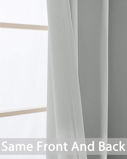 Yakamok Blackout Curtains Room Darkening Thermal Insulated Grommet top Window Curtains for Living Room, 52Wx108L Inch, Light Grey, Set of 2
