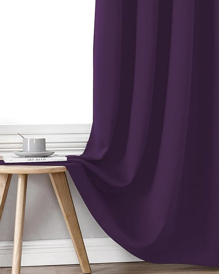 ChrisDowa 100% Blackout Curtains for Bedroom with Black Liner, 2 Thick Layers Total Blackout Thermal Insulated Grommet Window Curtains 2 Panels Set (Royal Purple, 42 x 84 Inch)