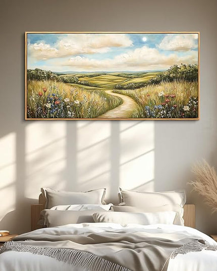PHAOHUAXM Large Canvas Wall Decor For Living Room Wall Art For Bedroom Print Ink-Wash Landscape Paintings Wood Framed Murals Farmhouse Dining Room Office Home Wall Decorations Aesthetics 30"X60"