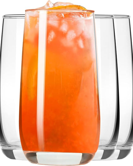 PARACITY Highball Glasses Set of 4, Drinking Glasses 12 Oz, Clear Glass Cups, Tall Tumbler Water Glasses, Glassware Set for Cocktail, Coffee, Mojitos
