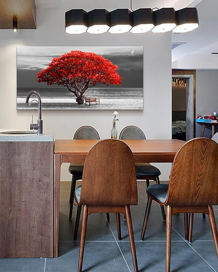 Wapluam Canvas Wall Art For Living Room Wall Decorations For Bedroom Office Wall Decor Black And White Wall Paintings Red Trees Landscape Wall Pictures Framed Artwork Home Decor Mural 20X40 inch