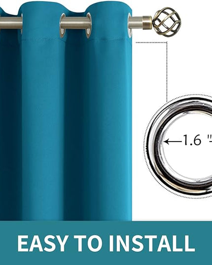 BGment Blackout Curtains - Grommet Thermal Insulated Room Darkening Bedroom and Living Room Curtains, Set of 2 Panels (52 x 54 Inch, Peacock Blue)