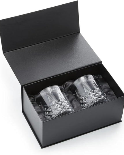 Bartesian Diamond Etched Lowball Glasses - 10.5 Oz Short Low Ball Glass Set for Cocktails & Mocktails - Classy Home Bar Glassware for Bourbon, Whiskey Sour, Old Fashioned, Mint Julep - Set of 2