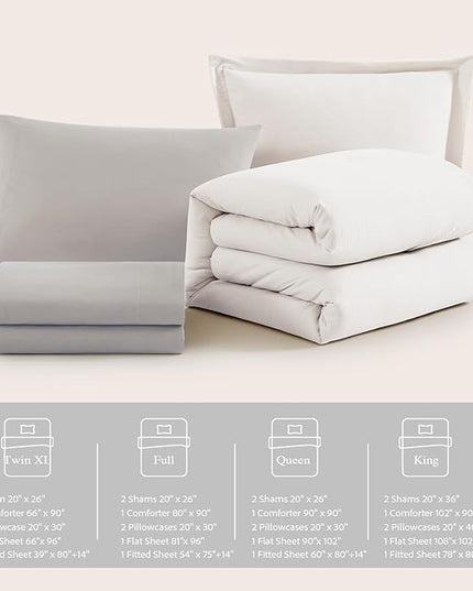 WRENSONGE Twin Comforter Set- 5 Pieces White Twin Bed in a Bag, All Season Twin XL Bedding Sets with 1 Fitted Sheet, 1 Flat Sheet, 1 Pillow Sham and 1 Pillowcase