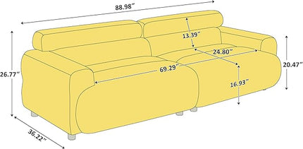 VANOMi 89" Boucle Cloud Loveseat Sofa Couch, Comfy Upholstered Deep Seat Boucle Sofa, Mid Century Modern Couch for Living Room Bedroom Apartment (Curry)