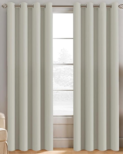 H.VERSAILTEX Extra Long Room Darkening Window Treatment Panels for Bedroom Living Room, Thermal Insulated Solid Grommet Curtains for Nursery (2 Panels, Ivory/Cream, 52 Inch by 108 Inch)