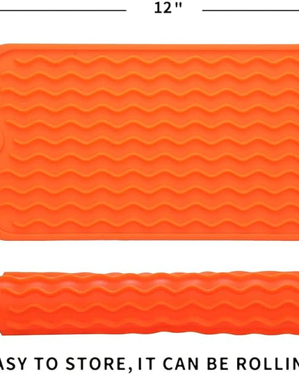 Silicone Dish Drying Mat for Multiple Usage,Easy clean,Eco-friendly,Heat-resistant Silicone Mat for Kitchen Counter or Sink,Refrigerator or Drawer Liner Orange S 12 inches x 6 inches