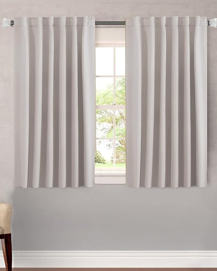 H.VERSAILTEX Blackout Curtains Thermal Insulated Window Treatment Panels Room Darkening Blackout Drapes for Living Room Back Tab/Rod Pocket Bedroom Draperies, 52 x 45 Inch, Stone, 2 Panels