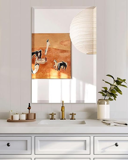 Mirrorons Beveled Mirror, 24" x 36" Frameless Rectangle Bathroom Vanity Mirror with Beveled Edge, Hangs Horizontally or Vertically. Upgraded Shatterproof