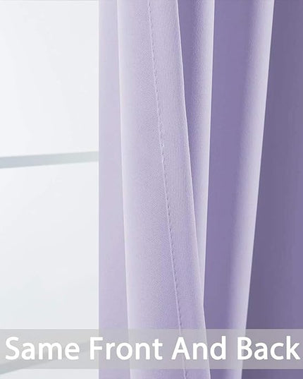 Yakamok Blackout Curtains Room Darkening Thermal Insulated Window Panels,Solid Grommet Top Drapes for Bedroom/Living Room(52Wx90L, Lilac, 2 Panels)