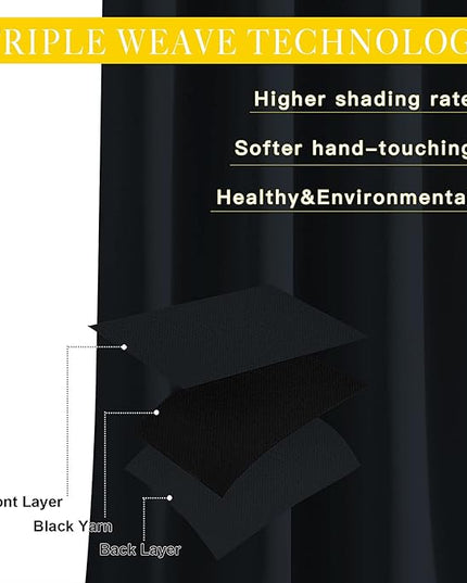 NICETOWN Black Out Living Room Curtain 118 inches Long, Grommet Thermal Insulated Room Darkening Window Treatment for Bedroom/French Door, Black, W80 x L118, 1 Panel