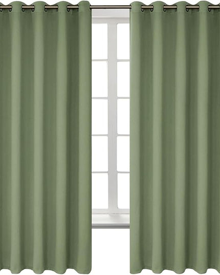 BGment Room Darkening Curtains 63 Inches Long - Grommet Thermal Insulated Drapes Window Treatment Curtains for Bedroom, 2 Panels, 70 x 63 Inch, Grass Green