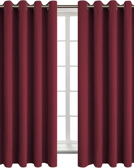 BGment Blackout Curtains for Bedroom - Grommet Thermal Insulated Room Darkening Curtains for Living Room, Set of 2 Panels (70 x 63 Inch, Burgundy)