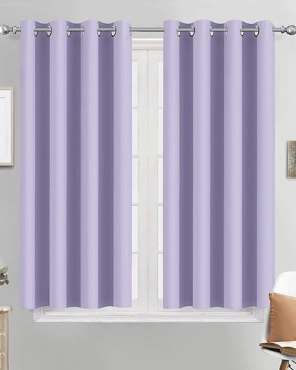 Yakamok Lilac Blackout Drapes for Bedroom - Light Blocking Grommet Top Curtains for Living Room(Lilac, 52Wx45L, 2 Panels)