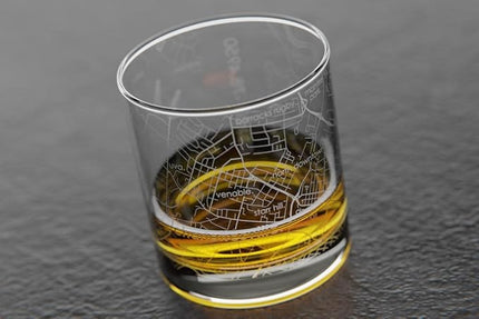 Well Told Engraved Charlottesville Virginia Map Rocks Glass, Old Fashioned Whiskey Glass (11 oz, Clear) Etched Whiskey Glass, Gifts For Whiskey Lovers