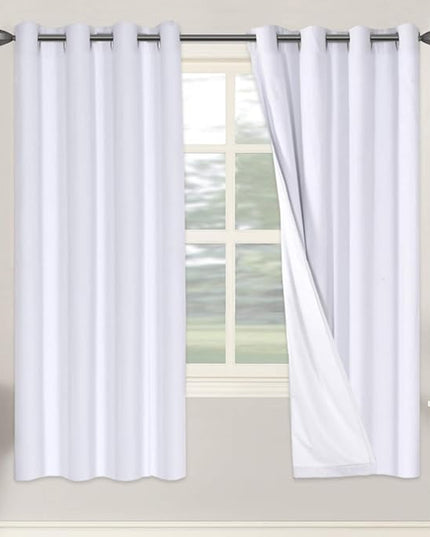 H.VERSAILTEX Linen Blackout Curtains 72 Inches Long 100% Blackout Thermal Insulated Textured Linen Look Curtain Draperies Anti-Rust Grommet, Energy Saving with White Liner, 2 Panels, Bright White