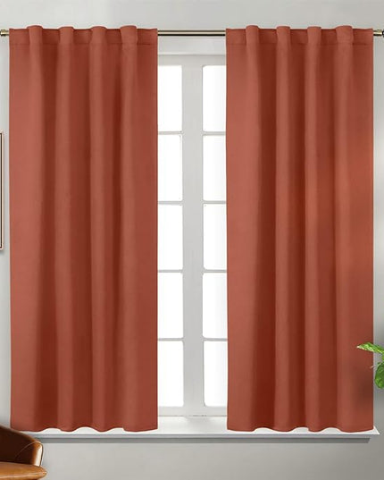 BGment 54 Inch Blackout Curtains for Bedroom - Room Darkening Thermal Insulated Noise Reducing Energy Efficiency Privacy Fall Decor Curtains for Bathroom, 2 Panels, 38 x 54 Inch, Terracotta