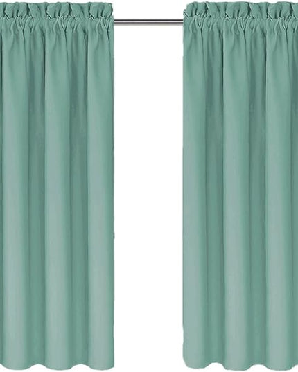 DWCN Blackout Curtains for Living Room Thermal Insulated, Energy Saving & Noise Reducing Bedroom Curtains, Sage Green, W 38x L 45 Inch, Set of 2 Rod Pocket Curtain Panels