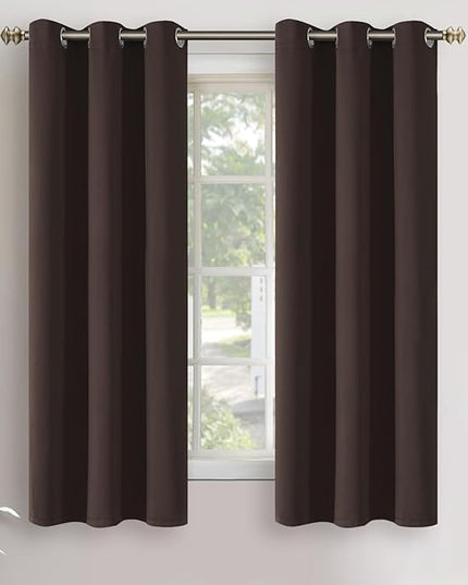 YoungsTex Blackout Curtains 63 Inches Length for Bedroom Window - Thermal Insulated with Grommet Room Darkening Drapes Blinds for Basement Office, Brown, 2 Panels, 34 x 63 Inch