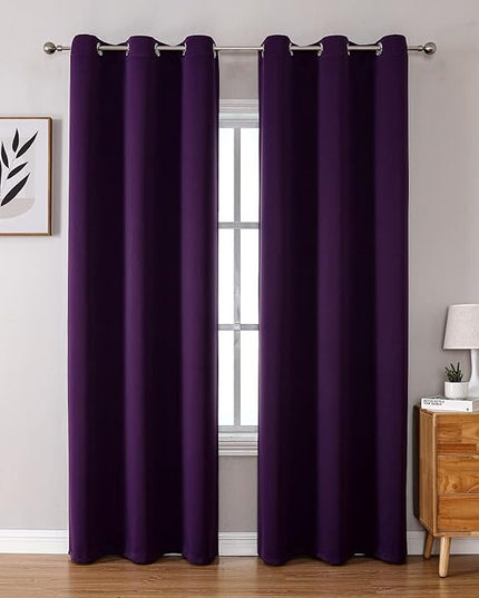 ChrisDowa Grommet Blackout Curtains for Bedroom and Living Room - 2 Panels Set Thermal Insulated Room Darkening Curtains (Royal Purple, 42W x 84L)