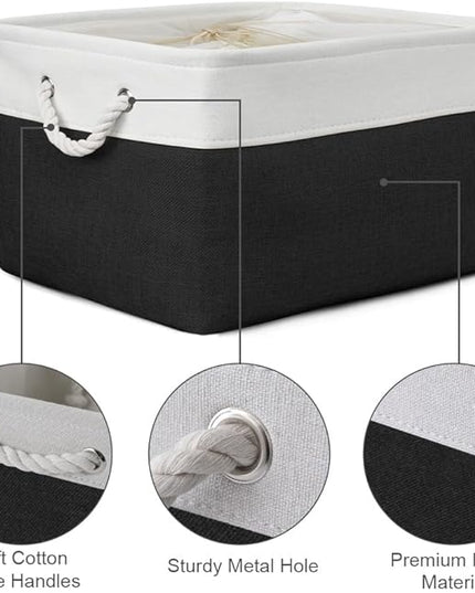 TheWarmHome Organization and Storage Basket for Organizing - Jumbo 3 Pack 17.7x13.8x9.7 inch Fabric Storage Cubes for Closet Gifts Organizer Empty Book (White & Black)