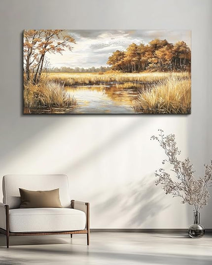 ERQINHUA Canvas Wall Art For Living Room Bedroom Wall Decor For Office Farmhouse Mural Lake Surface Landscape Painting Artwork Pictures Dining Room Hallway Home Decoration Ready To Hang 20x40 In