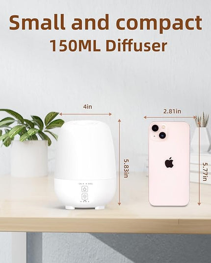 150ML Rechargeable Battery Operated Essential Oil Diffuser,7-Hour Runtime with 7 LED Color Changing Lights Portable Cordless Aromatherapy Diffuser