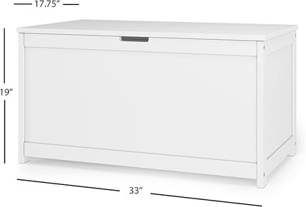 Child Craft Harmony 33” Wood Toy Box, Large Storage Chest, Plenty of Storage, 2 Safety Hinges, Standard Ventilation Hole on Back, 6 Cubic Feet of Storage (Matte White)