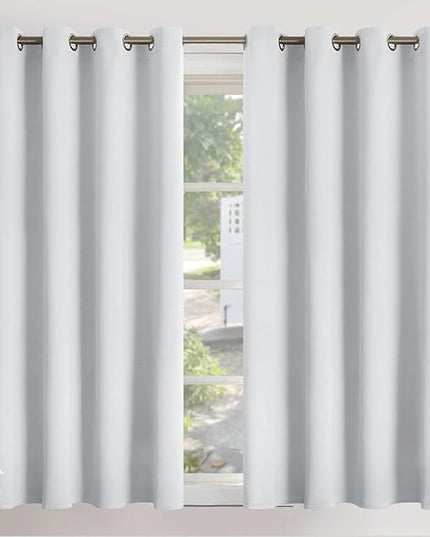 YoungsTex Room Darkening Curtains 45 Inches Length for Short Window - Thermal Insulated with Grommet Blackout Curtain Drapes for Kitchen Bedroom, 2 Panels, 52 x 45 Inch, Greyish White