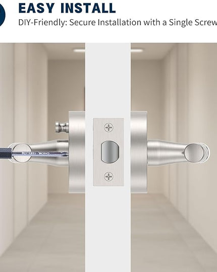 4 Pack Brushed Nickel Privacy Door Handle - Keyless Entry, Heavy Duty Zinc Alloy Lever for Bedroom/Bathroom