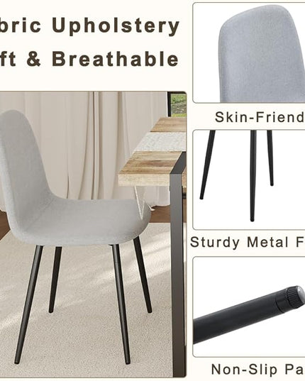 FURNITO Wood Dining Table Set for 8, 71" Large Rectangular Kitchen & Dining Room Table with 8 Fabric Linen Chairs, Modern Farmhouse Dining Set for Home, Living Room, Office, or Conference Room