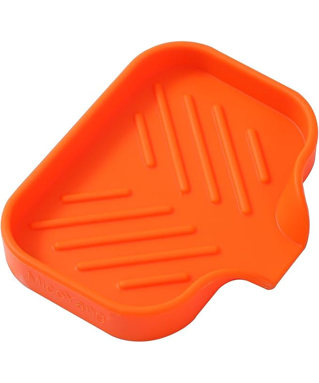 Silicone Bathroom Soap Dishes with Drain Spout-Bathroom and Kitchen Sink Organizer,Sponge Holder,Dish Soap Tray,Perfect for Dispenser,Scrubber,Bottle,Cup on Sink or Counter-Orange 4.9"×3.2"