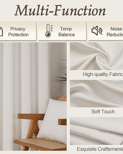 Gwine Light Filtering Curtains for Bedroom 45 Inch Length, Thermal Insulated Room Darkening Short Curtains, Rod Pocket Drapes for Bathroom Basement Patio Cabinet, Each 40" Wx45 L, Natural