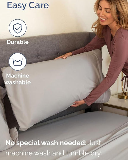 Extra Deep Split King Sheet Set - 7 Piece Breathable & Cooling Sheets - Hotel Luxury Bed Sheets Set - Easy Fit - Soft, Wrinkle Free & Comfy Sheets Set - Light Grey Sheet Set with Extra Deep Pockets