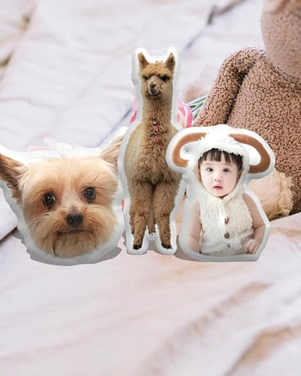 Custom Mini Pet Pillow, Personalized Photo Small Pillow, Customized Key Ring Shaped Dog Cat Face Pillow Gift, 3D Mini Pillow Keychain with Pet Picture - 3", 4", 5"