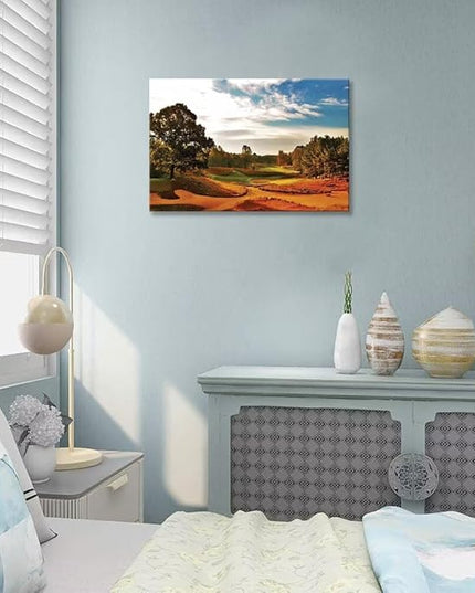 Tobacco Road Golf Course Wall Art for Living Room Bedroom Bathroom Home Decoration North Carolina Golf Course Picture Poster Framed Artwork Golf Canvas Prints Ready to Hang(24''H x 36''W)