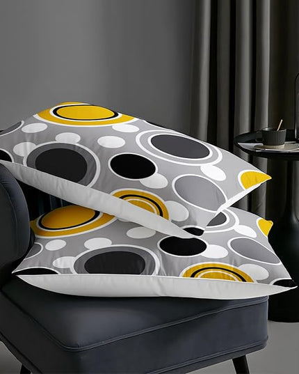 AILONEN Black Yellow Grey Comforter Set Queen Size, Abstract Circles Dots Modern Geometric Themed Bedding Set,3-Piece Soft Microfiber,1 Comforter + 2 Pillowcases (Boys/Girls/Adults)