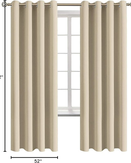 BGment Room Darkening Curtains 72 Inches Long - Grommet Thermal Insulated Drapes Window Treatment Curtains for Bedroom, 2 Panels, 52 x 72 Inch, Beige