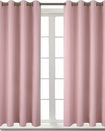BGment Room Darkening Curtains 45 Inches Long - Grommet Thermal Insulated Drapes Window Treatment Curtains for Bedroom, 2 Panels, 52 x 45 Inch, Baby Pink