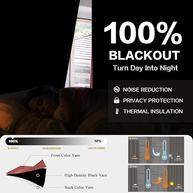 YZ HOME Terracotta Pinch Pleated 100% Blackout Curtains 95 Inches Long Linen Room Darkening Window Curtains for Living Dining Room Bedroom Thermal Insulated Pinch Pleat Double Layer Drapes with Hooks