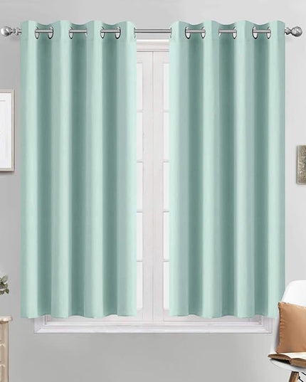 Yakamok Aqua Blackout Curtains, Thermal Insulated Light Blocking Blackout Drapes for Living Room(52Wx45L,2 Panels)