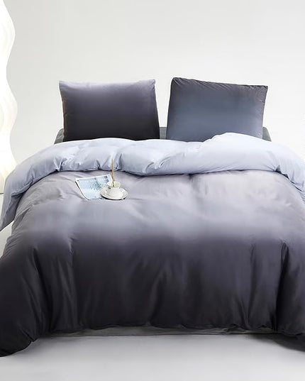 Luxlovery Black Grey Velvet Comforter King Gradient Fluffy Plush Flannel Bedding Set Men Women Sherpa Micromink Ink Winter Warm Blanket Quilts Warm Comforter Set King Size