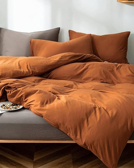 CLOTHKNOW Pumpkin Twin/Twin XL Comforter Set 3Pcs Caramel Brown Bedding Comforter Sets Soft Terracotta Comforters Rust Comforter with 2 x Pillow Cases