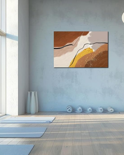 Abstract Wall Art for Living Room Boho Wall Decor Mid Century Modern Prints Pictures Abstract Geometric Painting for Bedroom Orange Minimalist Artwork for Bathroom Home Office Decorations