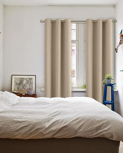 BGment Blackout Curtains - Grommet Thermal Insulated Room Darkening Bedroom and Living Room Curtains, Set of 2 Panels (42 x 84 Inch, Sand)