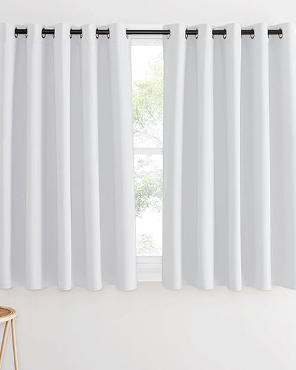 NICETOWN Room Darkening Greyish White Curtain - Window Treatment Thermal Insulated Grommet Light Blocking Sound Reducing Drape Privacy for Bedroom/Kitchen (1 Panel, W66 x L54)