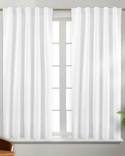 BGment Window Curtains for Bedroom - 45 Inch Rod Pocket and Back Tab Thermal Insulated Room Darkening Curtains for Living Room, 2 Curtain Panels (42 x 45 Inch, Pure White)